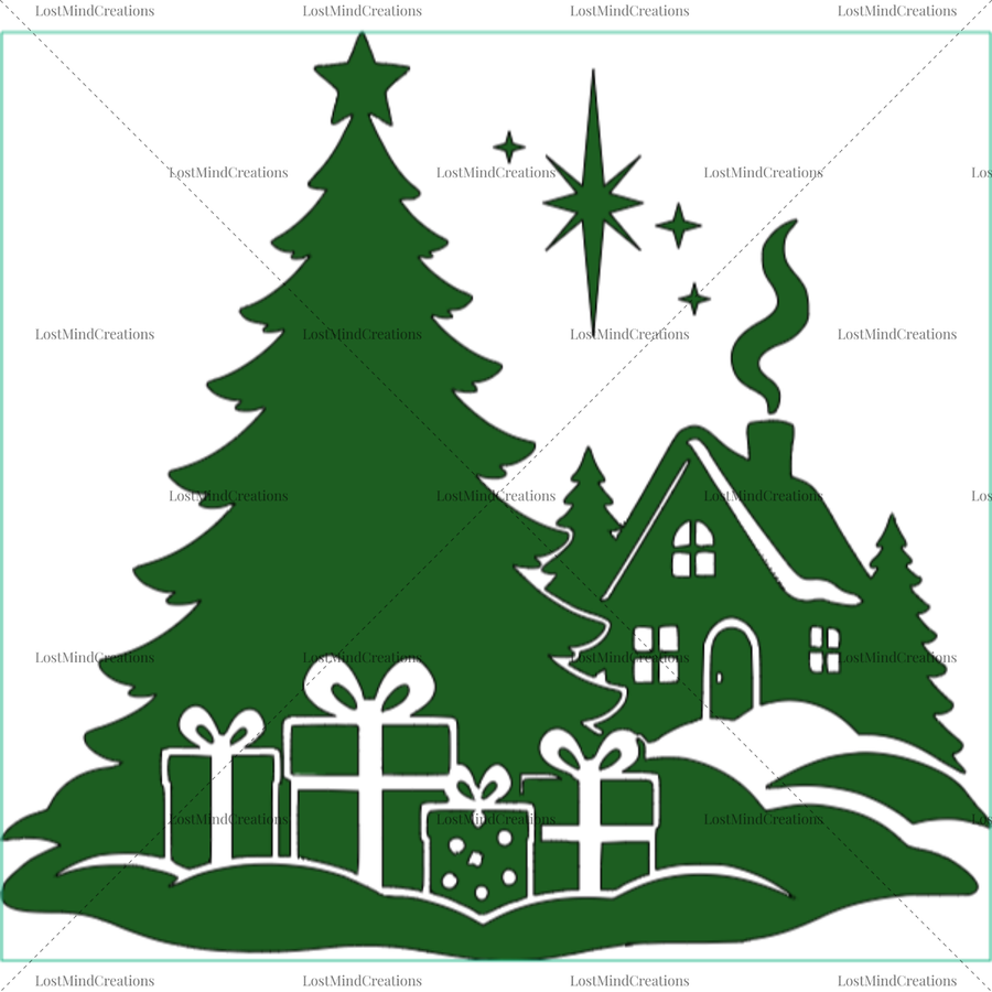 Christmas Scene Accent Decal Stickers